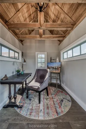 a workspace with furniture