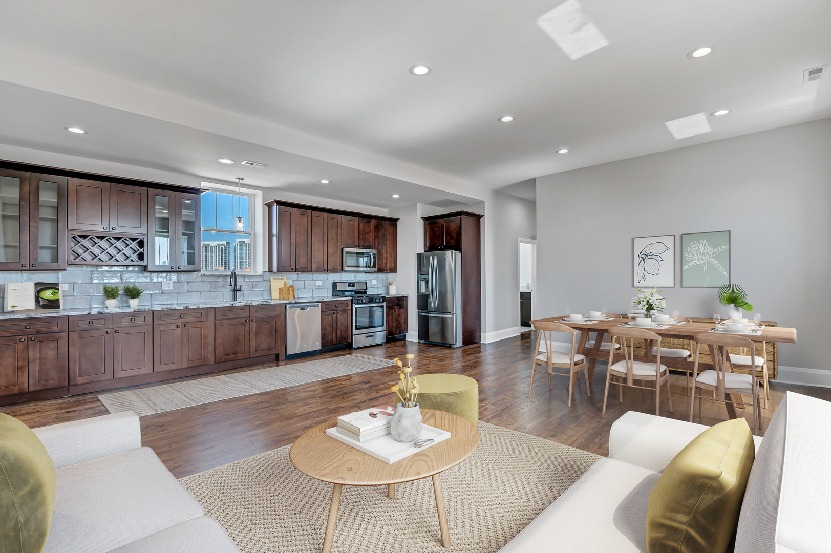 2100 North Halsted Street, Unit 4R Chicago, IL 60614 - Photo 25 of 26 a living room with lots of furniture and kitchen view