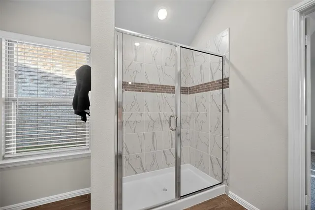 a bathroom with a shower
