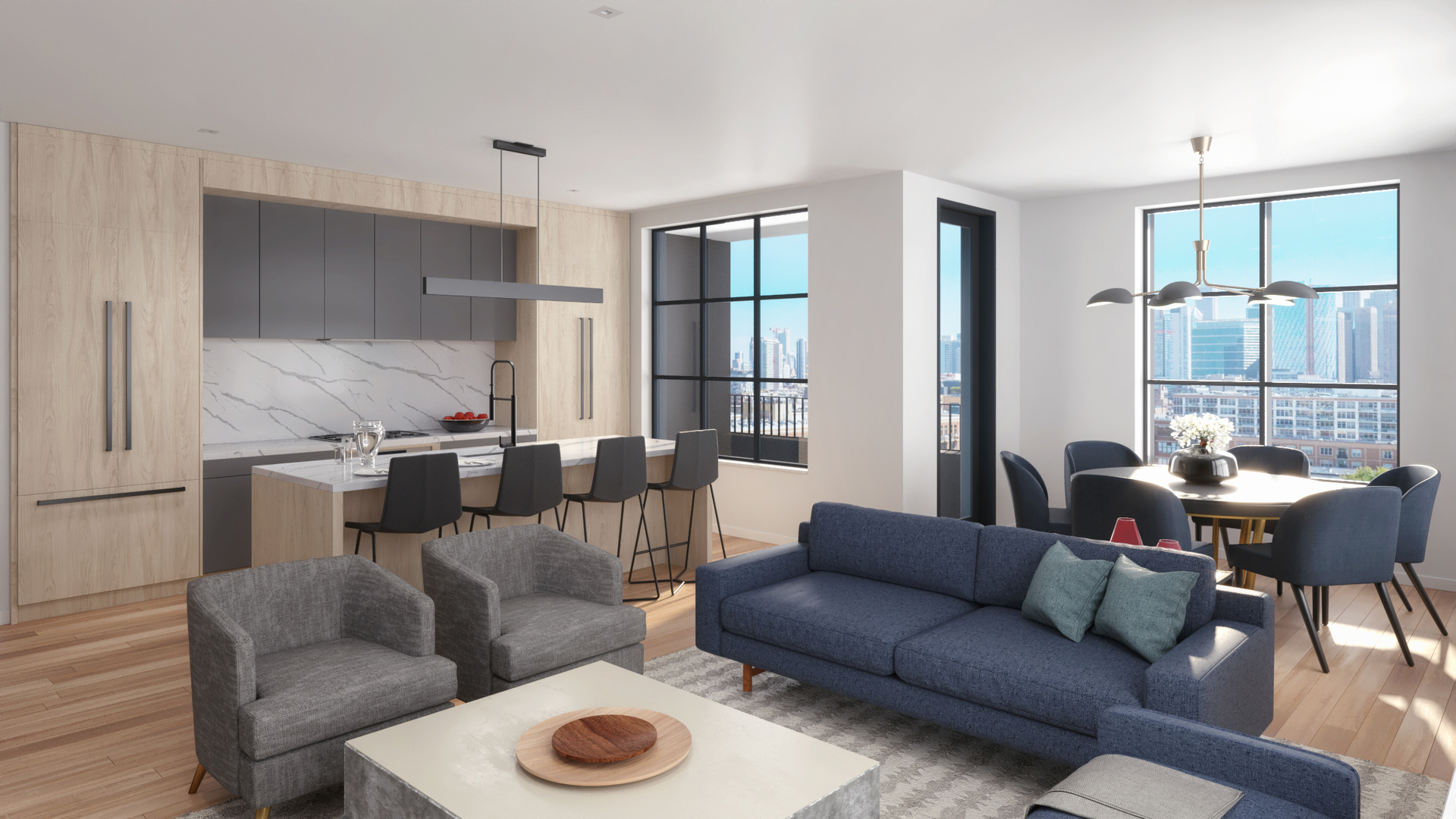 1400 West Monroe Street, Unit 7D Chicago, IL 60607 - Photo 7 of 17 a living room with furniture and a window