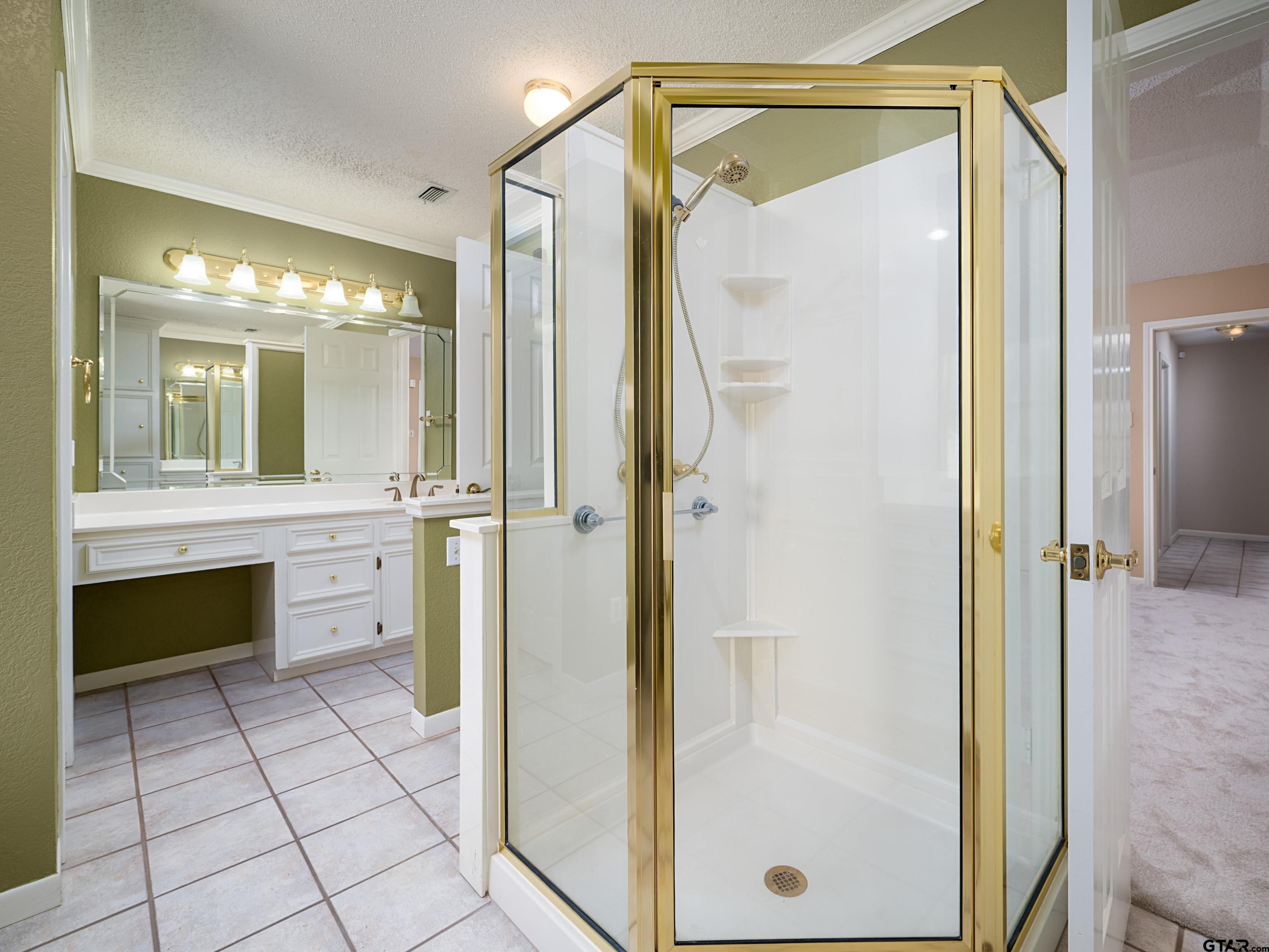 17984 Briarcrest Flint, TX 75762 - Photo 17 of 29 a bathroom with a shower a sink and a mirror