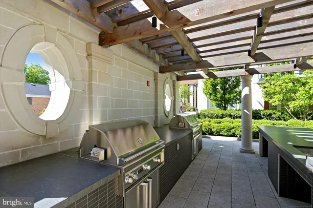 a view of a garden with a lake view