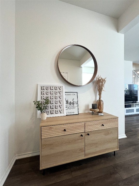 14313 James Buchanan Street Manor, TX 78653 - Photo 3 of 19 a bathroom with a sink mirror and vanity
