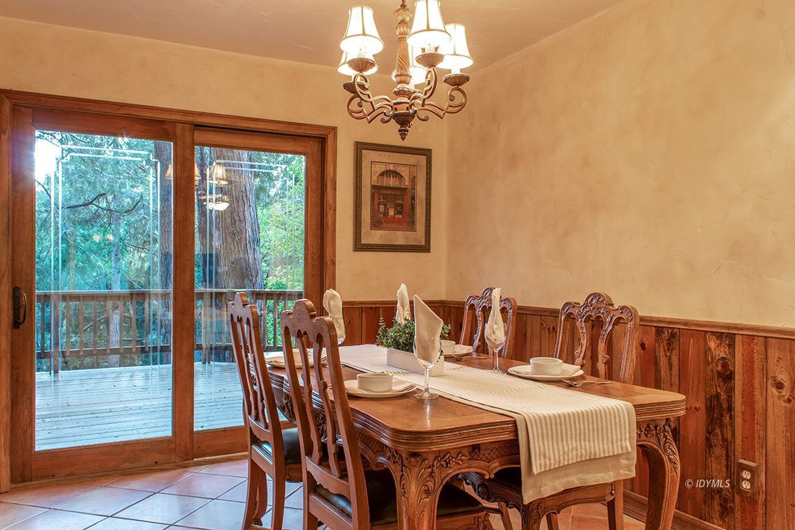 25341 Tahquitz Road Idyllwild, CA 92549 - Photo 24 of 56 a view of a dining room with furniture window and outside view