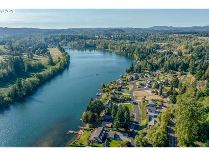 a view of a lake with a mountain in the background