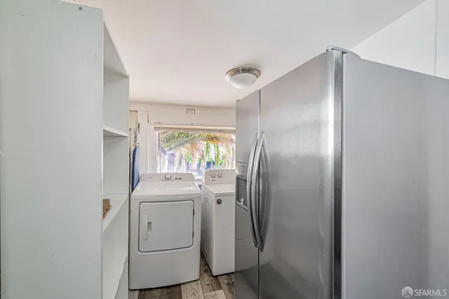a room with a washer and dryer