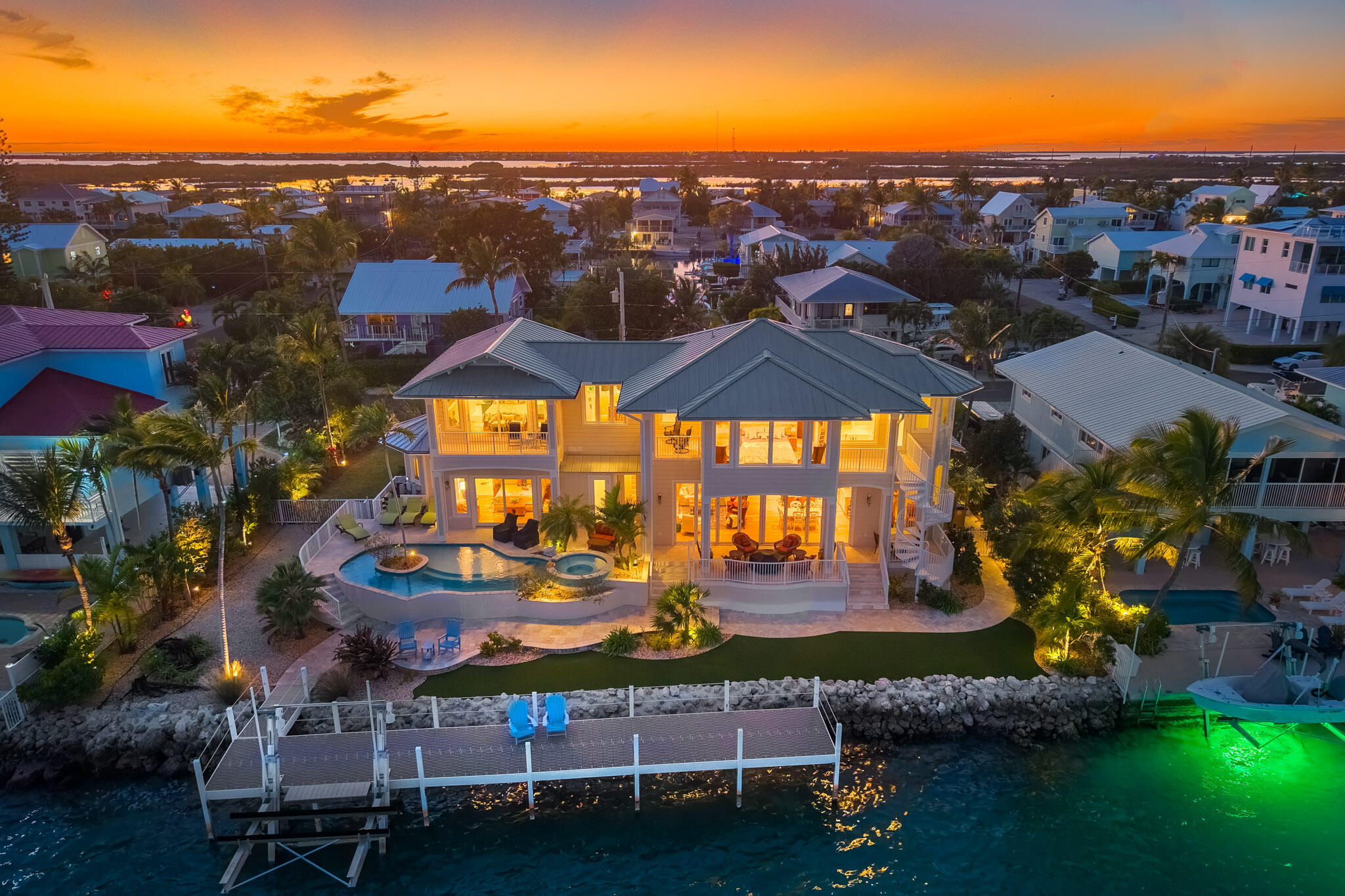 421 La Fitte Road Summerland Key, FL 33042 - Photo 3 of 75 Evening Rear Aerial