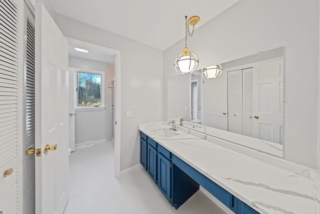 a bathroom with a window