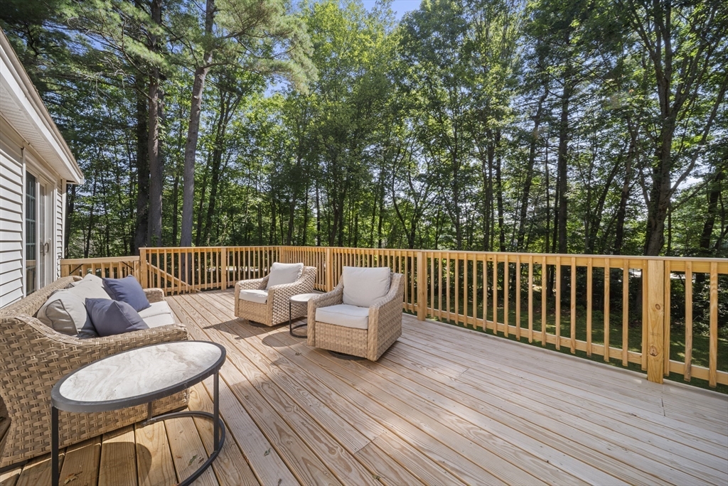 a view of a patio on the deck