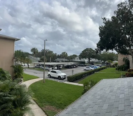 a view of a garden and lake view