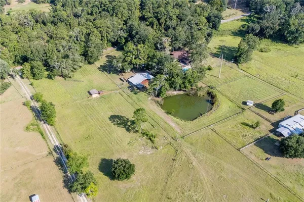 an aerial view of a house