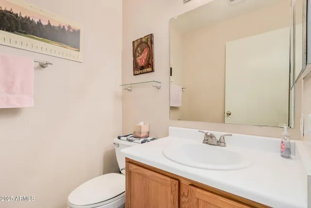 a bathroom with a sink toilet and mirror
