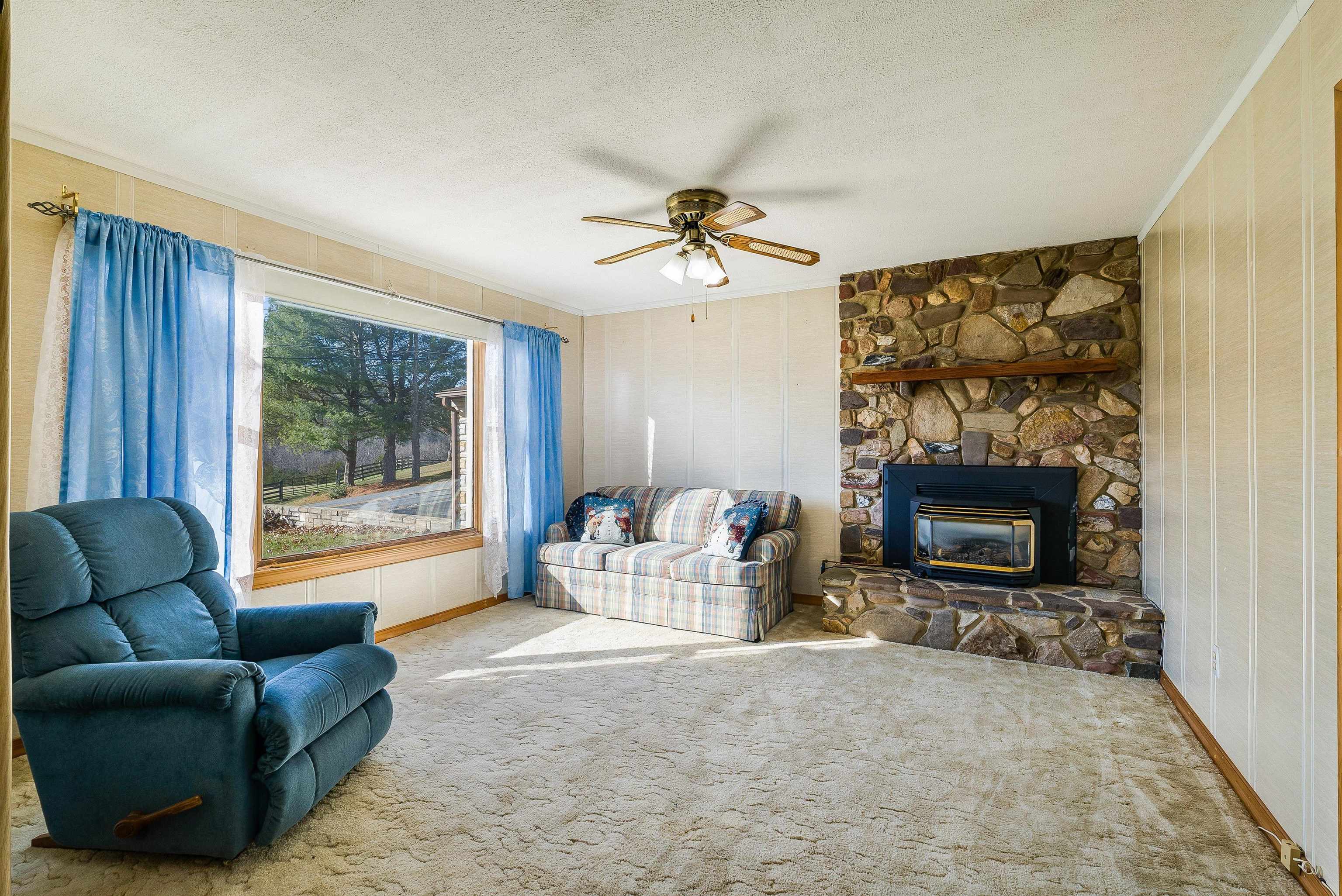 18753 Mt Pleasant Road Elkton, VA 22827 - Photo 13 of 34 a living room with furniture a window and a fireplace