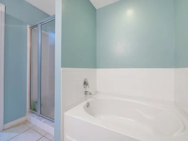 a bathroom with a bathtub