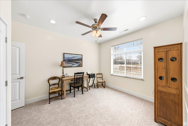 357 East Main Street Enterprise, UT 84725 - Photo 10 of 71 Office featuring light colored carpet, a ceiling fan, and recessed lighting