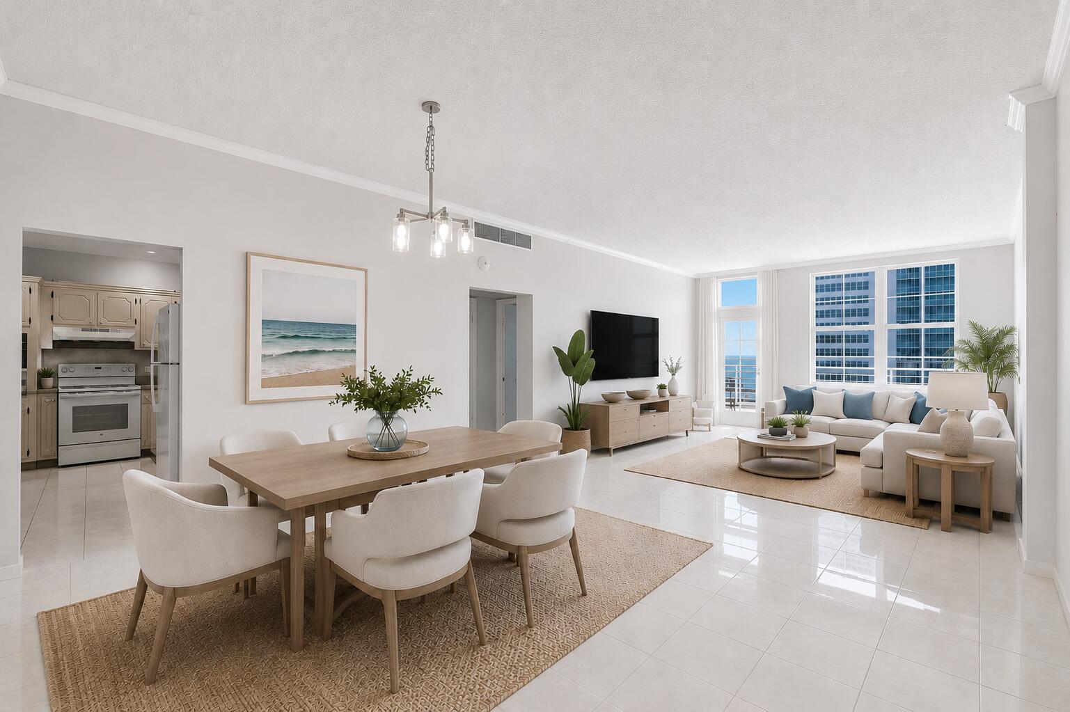 2851 South Ocean Boulevard, Unit 7E Boca Raton, FL 33432 - Photo 4 of 42 Living Room/Dining Area