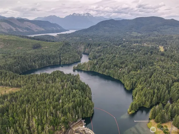 a view of a lush green hillside and a building