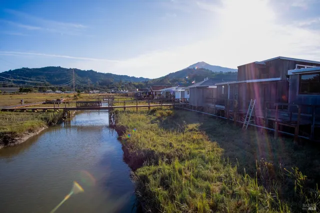 a view of a lake with a mountain