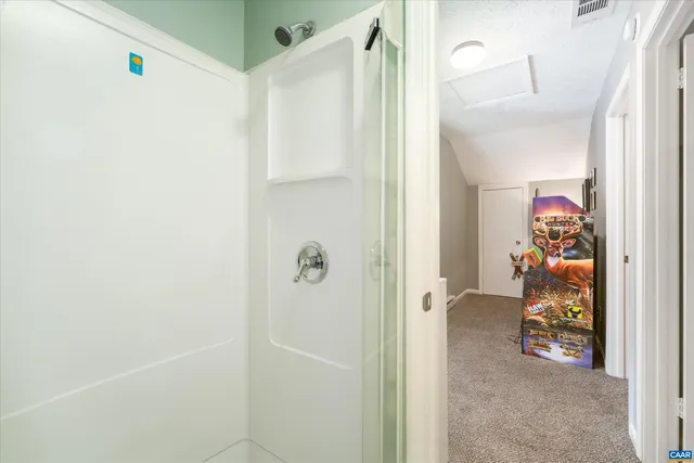 a view of a room with racks