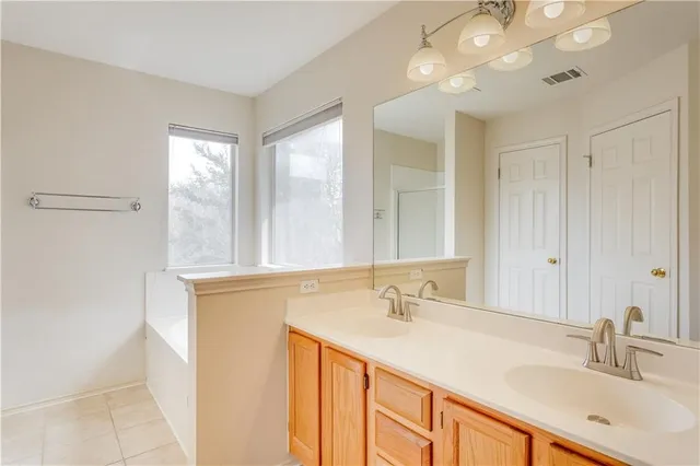 a bathroom with a sink and a large mirror
