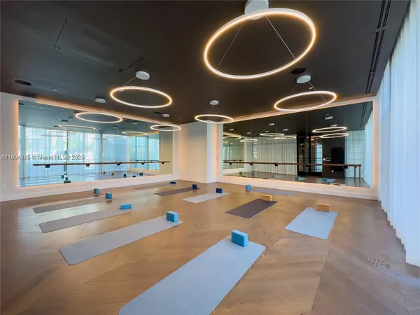 a view of a room with gym equipment