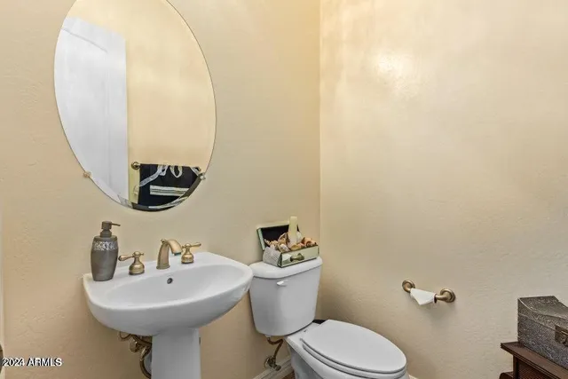 a bathroom with a sink a mirror and a toilet
