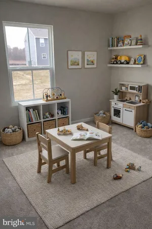 a table and chairs in a room