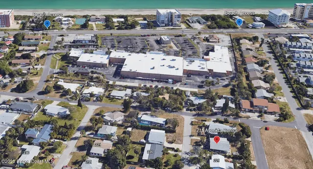 a view of a yard and palm trees