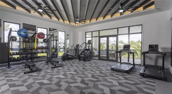 a view of a room with gym equipment