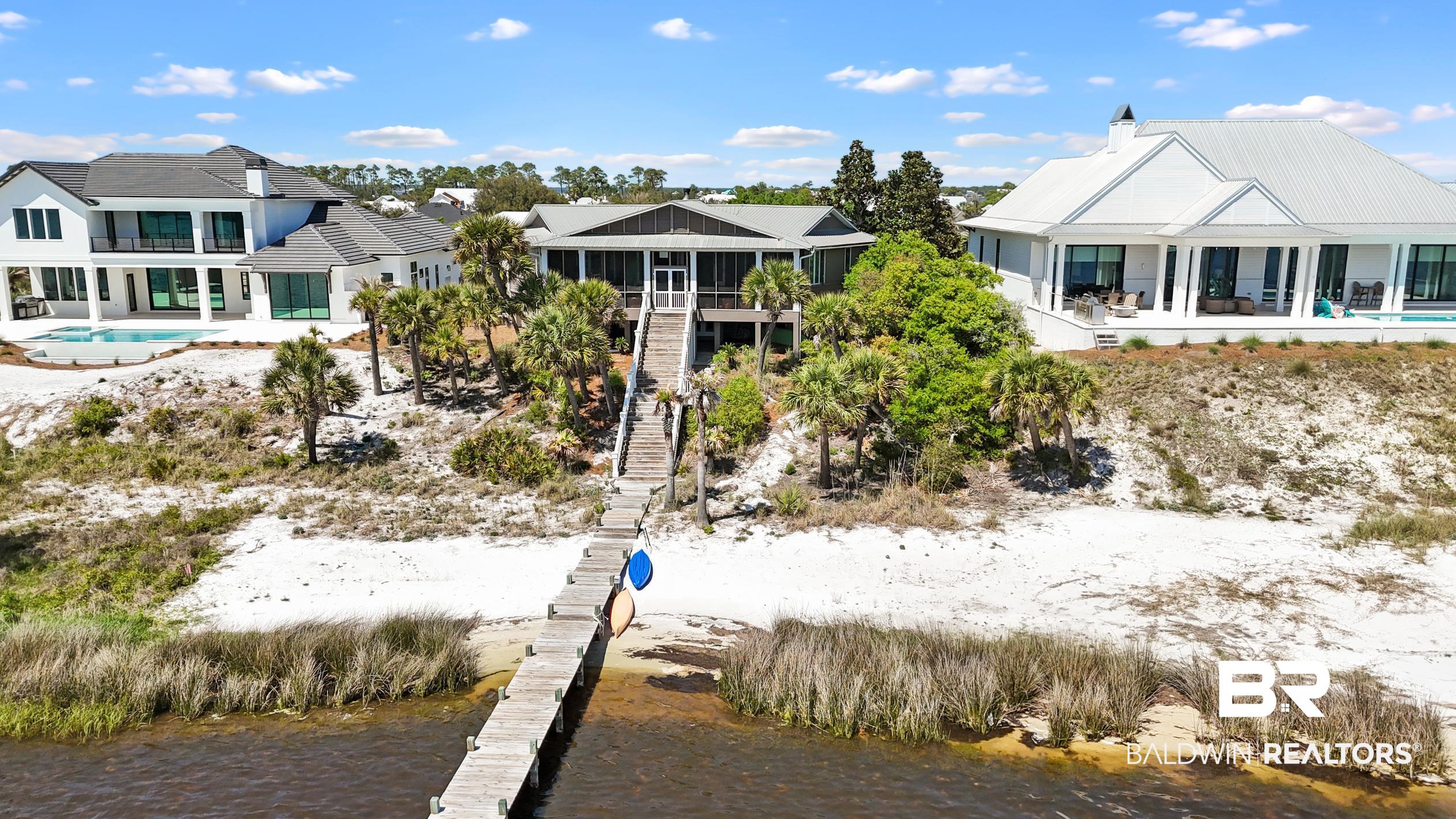 31304 River Road Orange Beach, AL 36561 - Photo 62 of 78 Back of house with a sunroom, a water view, and stairs