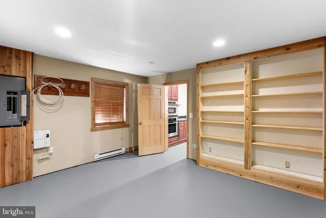 a view of walk in closet with empty racks