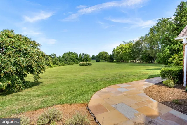 a view of a golf course with a garden