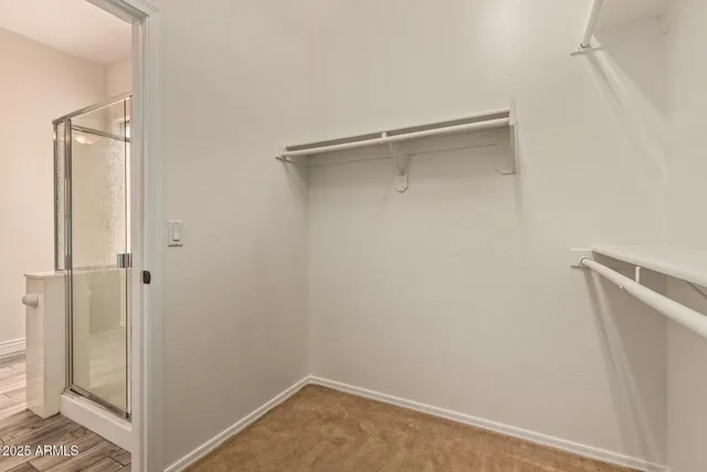 a view of small space with racks on the wall