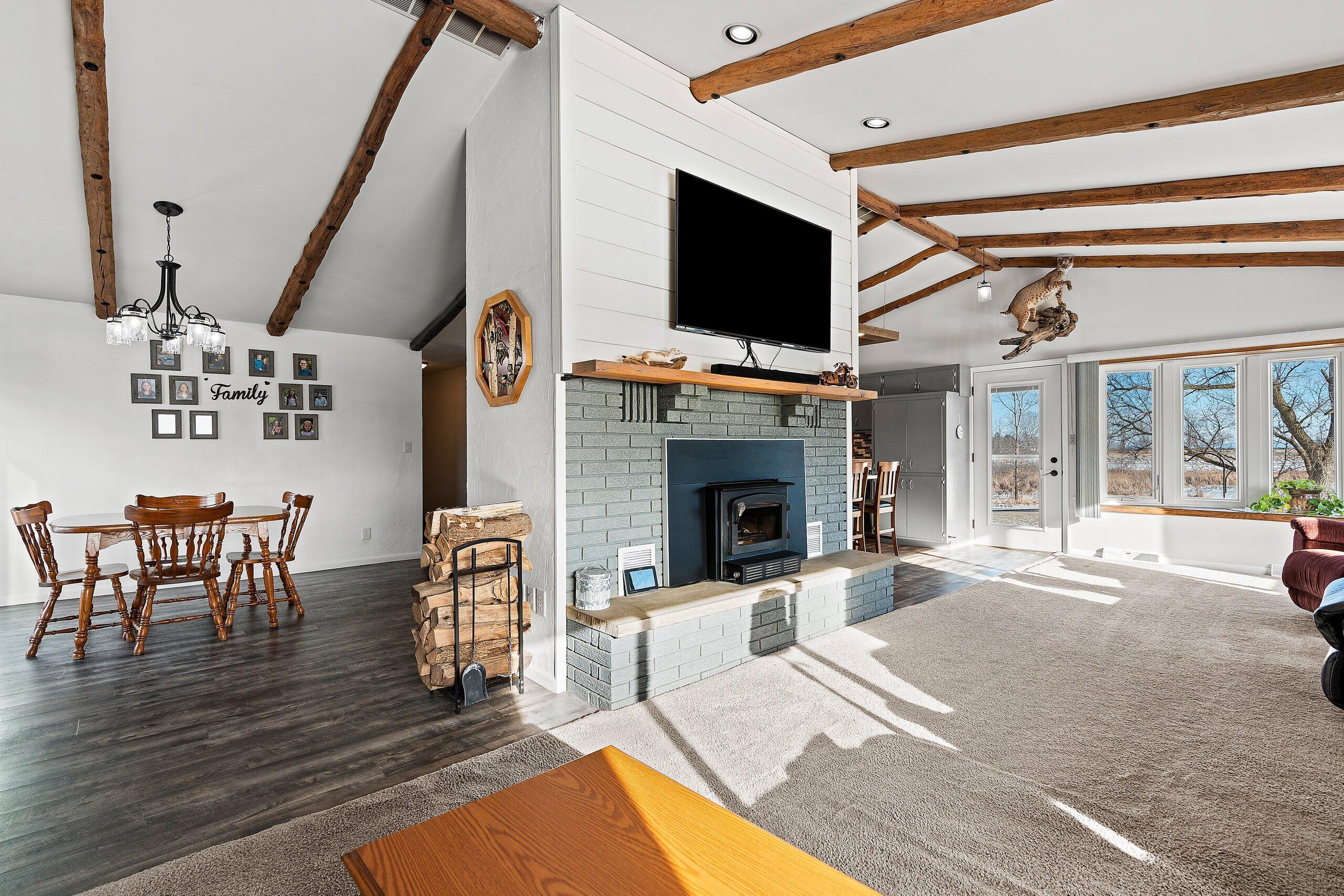 N6580 County Rd O J Plymouth, WI 53073 - Photo 10 of 39 Living Room with Natural Fireplace