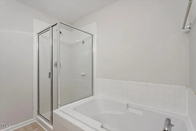 a bathroom with a bathtub
