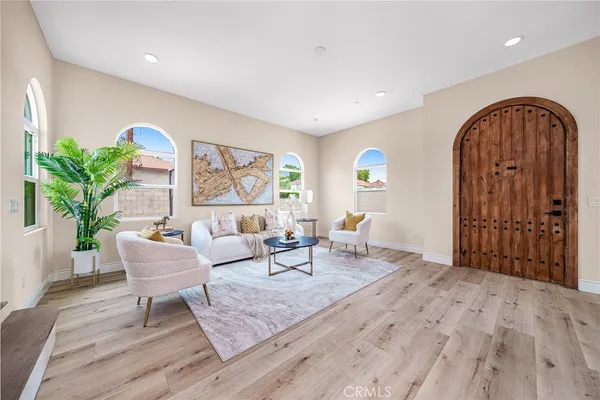 a living room with furniture