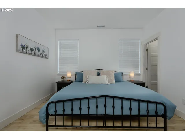a bedroom with a bed
