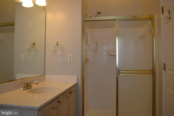 a bathroom with a shower and a sink