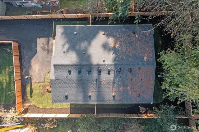 an aerial view of a house