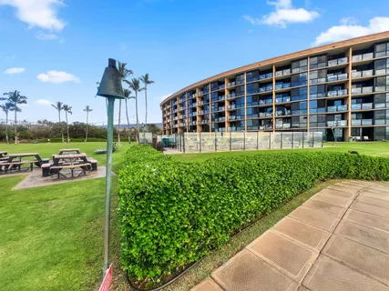 a view of a building with garden