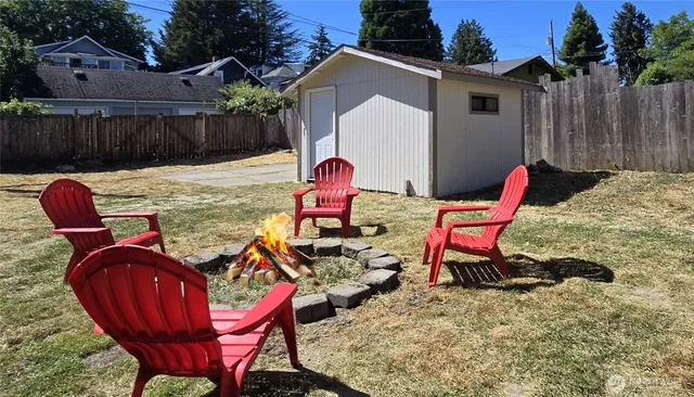 a view of outdoor space with seating