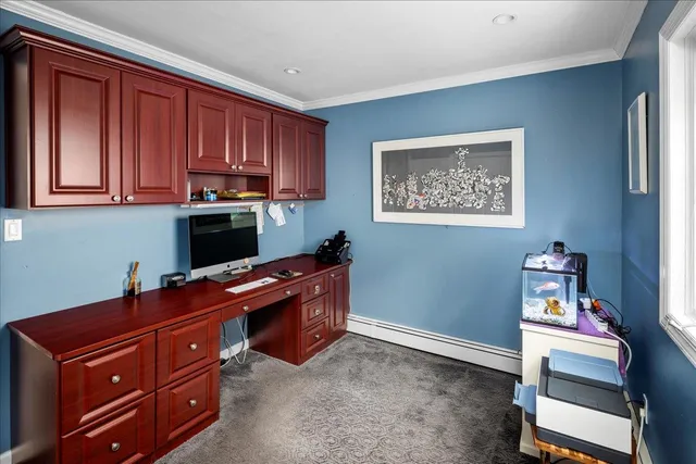 a room with furniture and storage space