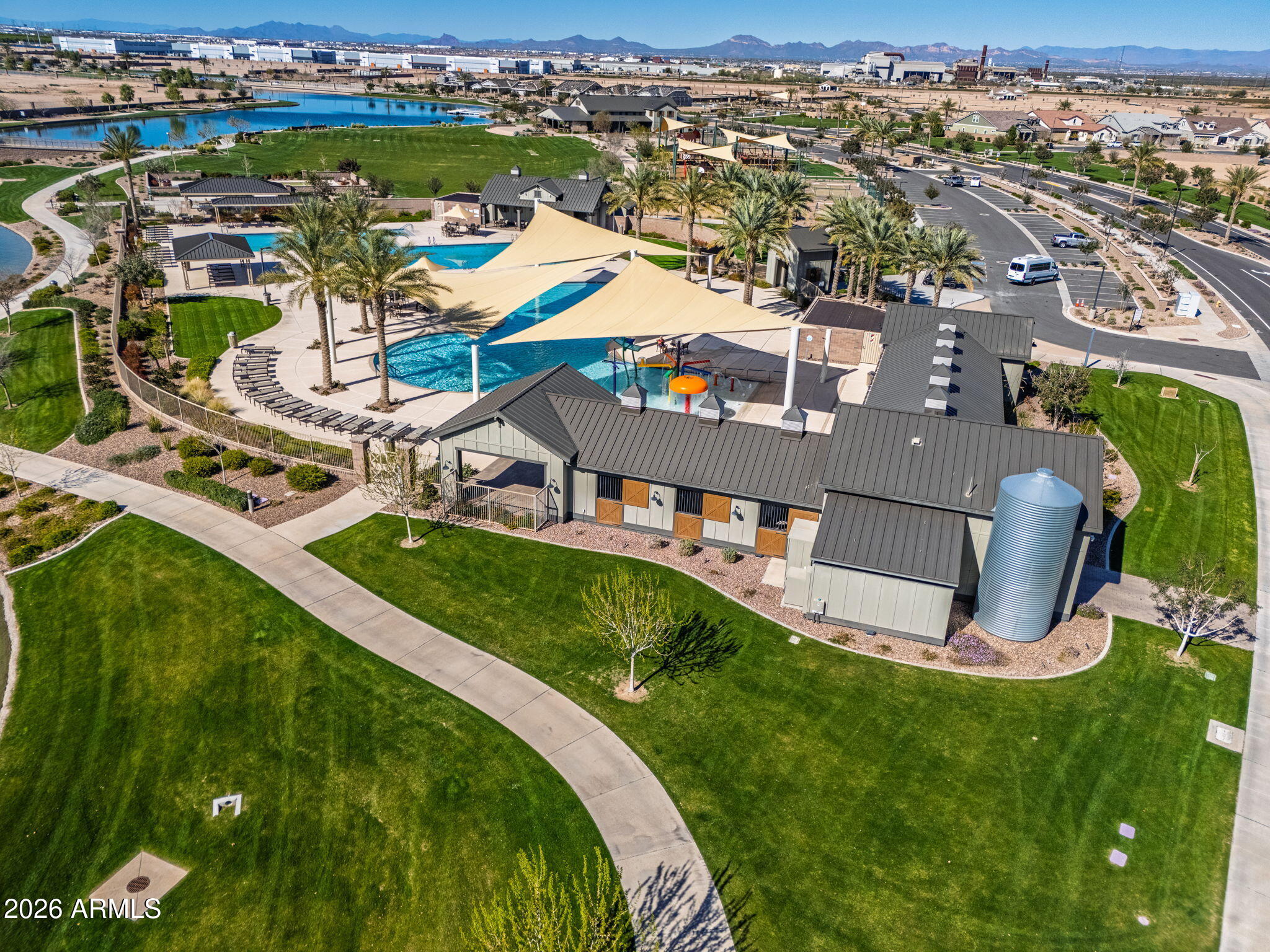 23066 East Mayberry Road Queen Creek, AZ 85142 - Photo 31 of 39 an aerial view of a house with a garden and lake view