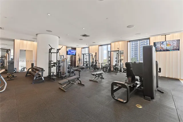 a view of a room with gym equipment