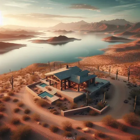 a view of a lake in a city