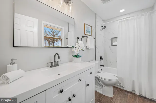 a bathroom with a toilet a sink and mirror