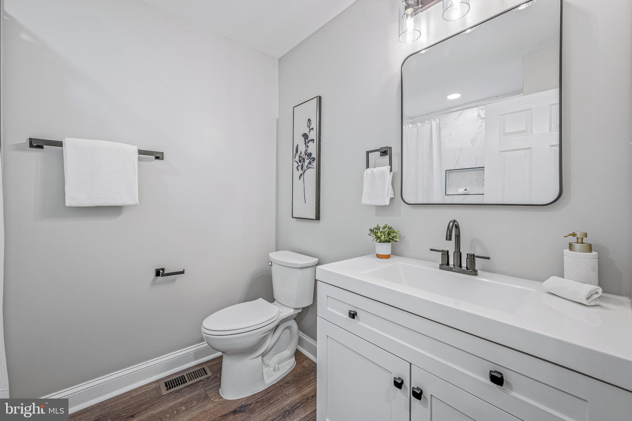 17731 Mason Dixon Road Hagerstown, MD 21740 - Photo 21 of 51 a bathroom with a toilet a sink and mirror