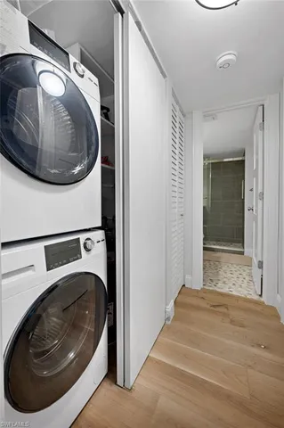 a utility room with a washer and dryer