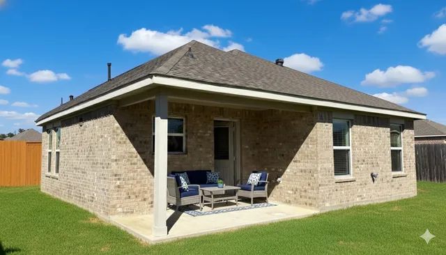 a view of a house with a yard and a large tree