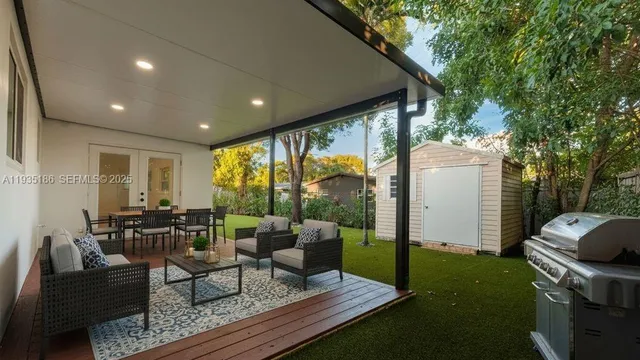 a living room with furniture